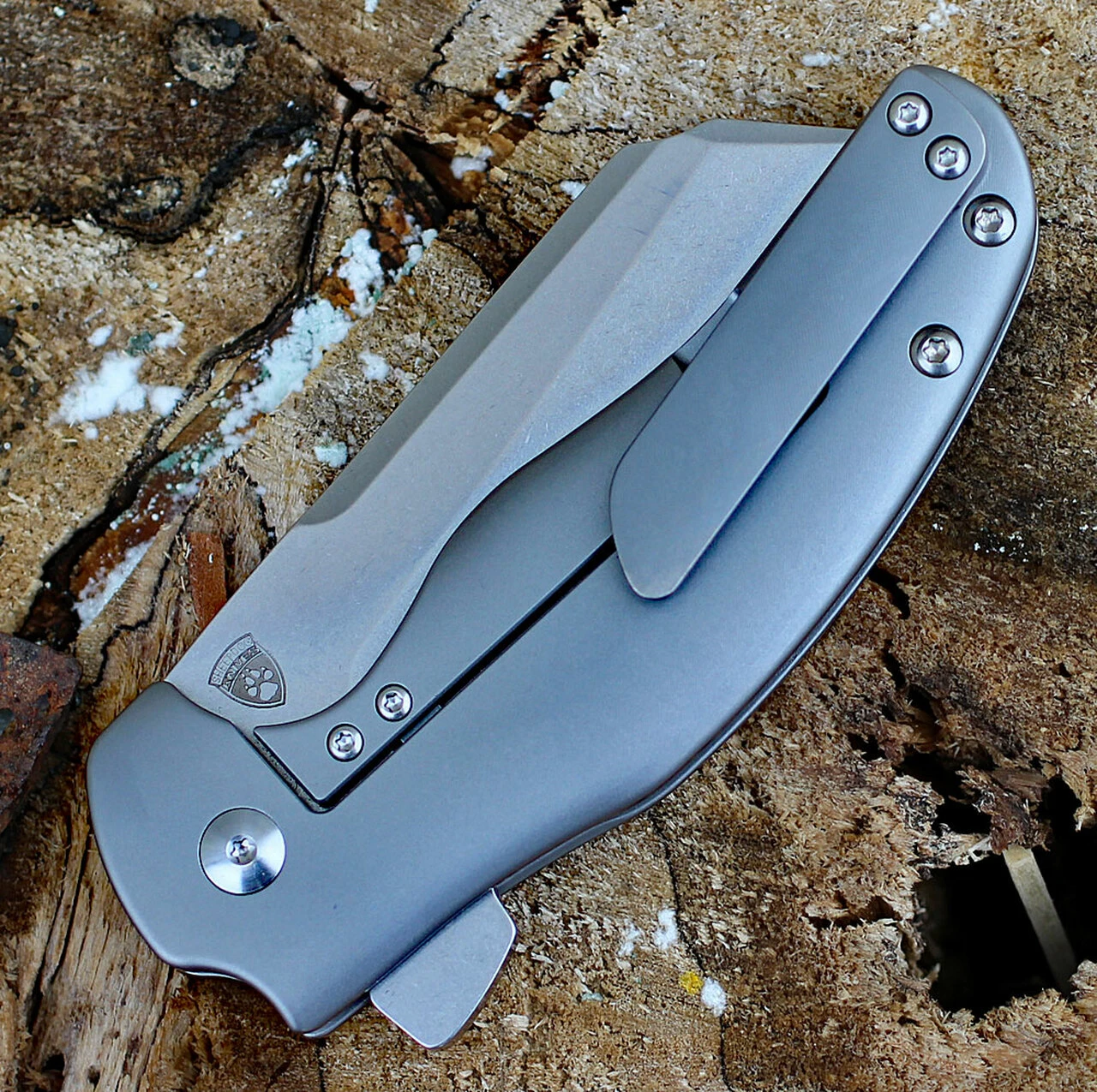 Kizer Cutlery Kizer Ki4488 C01C Sheepdog Knives, 3.3" CPM-S35VN Stonewash Blade, Titanium Handle 4 Kizer Cutlery Kizer Ki4488 C01C Sheepdog Knives, 3.3" CPM-S35VN Stonewash Blade, Titanium Handle - Image 4