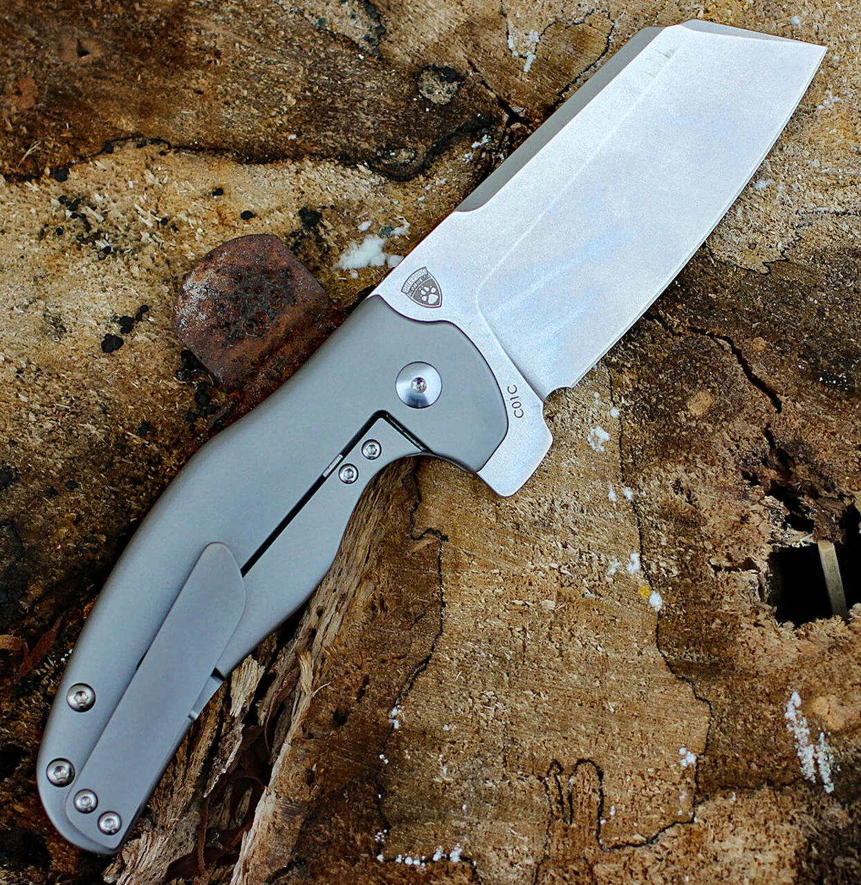 Kizer Cutlery Kizer Ki4488 C01C Sheepdog Knives, 3.3" CPM-S35VN Stonewash Blade, Titanium Handle 2 Kizer Cutlery Kizer Ki4488 C01C Sheepdog Knives, 3.3" CPM-S35VN Stonewash Blade, Titanium Handle - Image 2