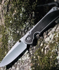 Chris Reeve Large Sebenza 31 Bog Oak Inlay, 3.61" CPM S45VN Stonewashed Drop Point Blade, Matte-Blasted Handle (L31-1100)