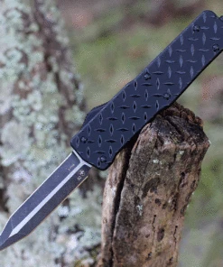 Templar Knife Co. Templar Premium Lightweight Large OTF - Blk Diamond (3.55" D2 Blk Dagger) LA-DPG-12-1