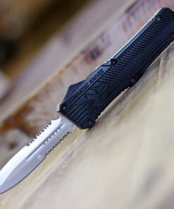 CobraTec Knives LBCTK-1LDAG2SS Dagger Large CTK-1 Black, 3.75" D2 Steel Serrated Blade, Aluminum Handle