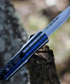 Templar Knife Co. Templar Knife Large OTF Back The Blue L-BTB-33-2, 3.5" 440C Satin Drop Point Blade, Aluminum Zinc Handle 5 Templar Knife Co. Templar Knife Large OTF Back The Blue L-BTB-33-2, 3.5" 440C Satin Drop Point Blade, Aluminum Zinc Handle -Knifeworks Sales Store LBTB332 48431.1604696169