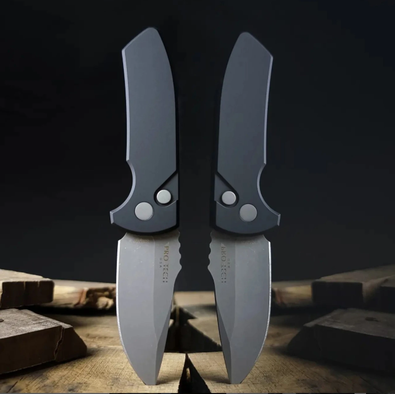 Pro-Tech Short Blade Rockeye (SBR) LEFT Automatic Blk Alum (2.5" S35VN Acid Wash) LG411LH 1 Pro-Tech Short Blade Rockeye (SBR) LEFT Automatic Blk Alum (2.5" S35VN Acid Wash) LG411LH