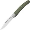 LionSteel Jack JK1CVG, 3.03" M390 Satin Plain Blade, Green Canvas Micarta Handles