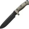 LionSTEEL M7B CVG Fixed Blade, 7" Black Sleipner Steel Plain Blade, Green Canvas Micarta Handle, Black Kydex Sheath