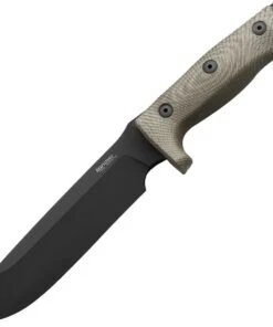 LionSTEEL M7B CVG Fixed Blade, 7" Black Sleipner Steel Plain Blade, Green Canvas Micarta Handle, Black Kydex Sheath