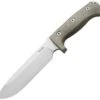 LionSTEEL M7 CVG Fixed Blade, 7" Satin Sleipner Steel Plain Blade, Green Canvas Micarta Handle, Black Kydex Sheath