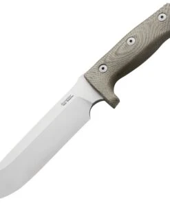 LionSTEEL M7 CVG Fixed Blade, 7" Satin Sleipner Steel Plain Blade, Green Canvas Micarta Handle, Black Kydex Sheath
