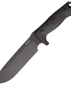 LionSTEEL M7 MB Fixed Blade, 7" Black Sleipner Steel Plain Blade, Black Micarta Handle, Black Kydex Sheath