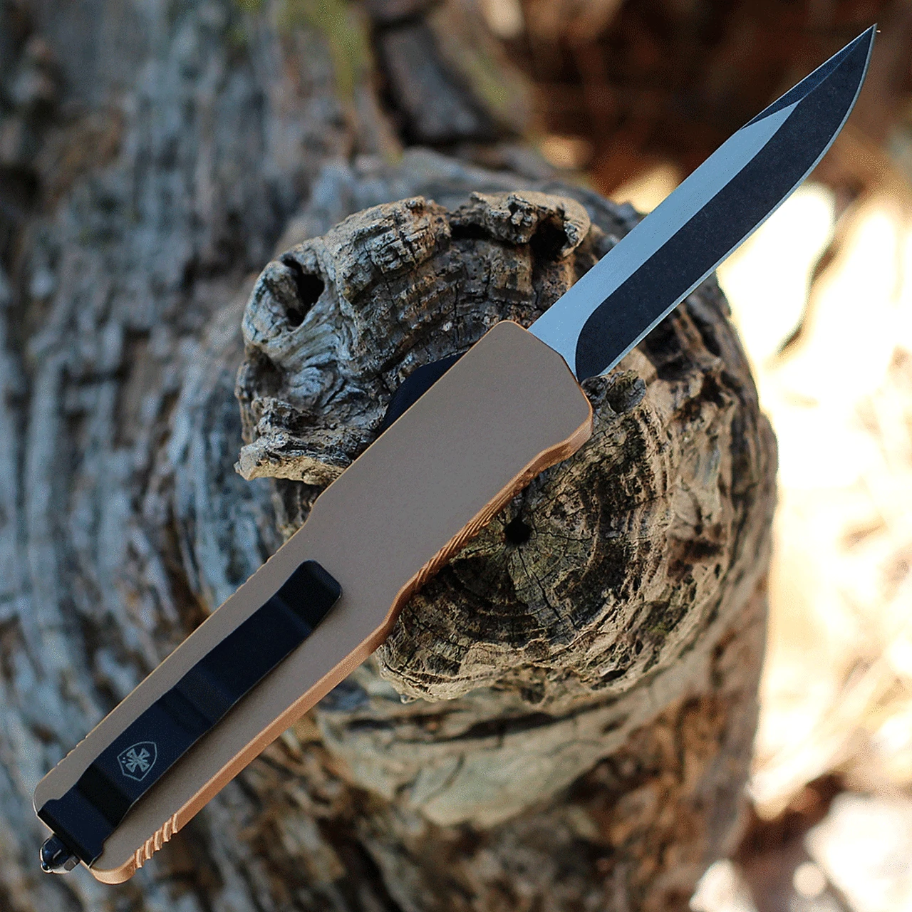 Templar Knife Co. Templar Premium Lightweight Slim OTF -Alum. Bronze (3.25" D2 Blk Drop Point) MA-AB-32-1 2 Templar Knife Co. Templar Premium Lightweight Slim OTF -Alum. Bronze (3.25" D2 Blk Drop Point) MA-AB-32-1 - Image 2