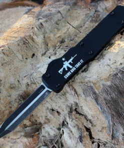 Templar Knife Co. Templar Premium Lightweight Slim OTF -Alum. Blk CATI (3.25" D2 Blk Dagger) MA-AR15-12-1