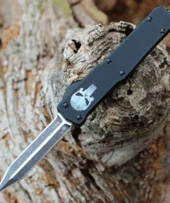 Templar Knife Co. Templar Premium Lightweight Slim OTF -Alum. Blk Fallen (3.25" D2 Blk Dagger) MA-FL-12-1