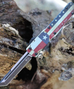 Templar Knife Co. Templar Premium Lightweight Slim OTF -Alum. Texan (3.25" D2 Blk Tanto) MA-TX-22-1