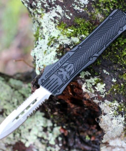 CobraTec Knives MBCTK-1MDAG2SS Medium CTK-1 Black, 3.0" D2 Steel Dagger Serrated Blade, Aluminum Handle