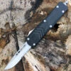 CobraTec Black FS-X OTF Knife CTKMBLKFS-XMDS, 3" D2 Steel Drop Point Serrated Blade, Black Aluminum Handle