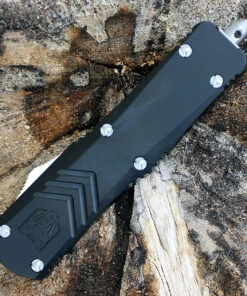 CobraTec Black FS-X OTF Knife CTKMBLKFS-XMDS, 3" D2 Steel Drop Point Serrated Blade, Black Aluminum Handle -Knifeworks Sales Store MBLKFS XMDS.2 25752.1583253083