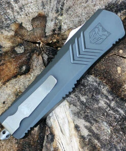 CobraTec Gray FS-X OTF Knife CTKMGRYFS-XMWNS, 3" D2 Steel Wharncliff Plain Blade, Gray Aluminum Handle -Knifeworks Sales Store MBLKFSX 76908.1583253782