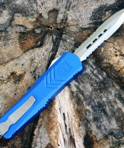 CobraTec Blue FS-X OTF Knife CTKMBLUFS-XMDAG2SS, 3" D2 Steel Dagger Double Serrated Blade, Blue Aluminum Handle 5 CobraTec Blue FS-X OTF Knife CTKMBLUFS-XMDAG2SS, 3" D2 Steel Dagger Double Serrated Blade, Blue Aluminum Handle -Knifeworks Sales Store MBLUFS XMDAG2SS 14589.1583253192