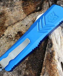 CobraTec Blue FS-X OTF Knife CTKMBLUFS-XMDS, 3" D2 Steel Drop Point Serrated Blade, Blue Aluminum Handle -Knifeworks Sales Store MBLUFS XMDS.3 75281.1583253276