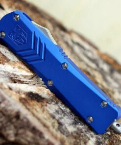 CobraTec Blue FS-X OTF Knife CTKMBLUFS-XMTS, 3" D2 Steel Tanto Serrated Blade, Blue Aluminum Handle -Knifeworks Sales Store MBLUFSX 47227.1583253357