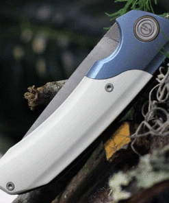 Maxace Knives Goliath 2.0 MGL204, 4.33" Bohler K110 Satin Plain Blade, White G-10 Handle w/Blue Bolster -Knifeworks Sales Store MGL204.3 06020.1620831865