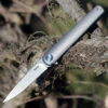 MKM - Maniago Knife Makers, Zieba Flame Flipper, FL01-TSW, 2.9" Stonewashed Drop Point Blade, Titanium Handle