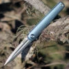 MKM - Maniago Knife Makers, Zieba Flame Flipper, FL02-TBSW, 2.9" Stonewashed Dagger, Blue Titanium, Handle