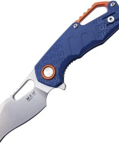 MKM - Maniago Knife Makers Isonzo Stonewash Hawkbill Blade, Blue FRN Handle, Orange Aluminium Spacer