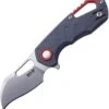 MKM - Maniago Knife Makers Isonzo Stonewash Hawkbill Blade, Gray FRN Handle, Red Aluminium Spacer