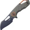 MKM - Maniago Knife Makers Isonzo Black Coated Hawkbill Blade, OD Green FRN Handle, Orange Aluminium Spacer