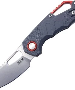 MKM - Maniago Knife Makers Isonzo Stonewashed Cleaver Blade, Grey FRN Handle, Red Aluminium Spacer