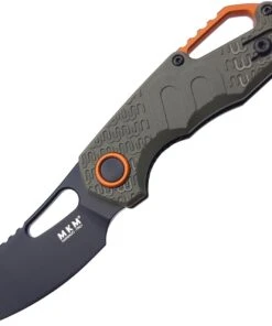 MKM - Maniago Knife Makers Isonzo Black Coated Cleaver Blade, OD Green FRN Handle, Orange Aluminium Spacer