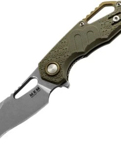 MKM - Maniago Knife Makers Isonzo Stonewash Hawkbill Blade, Gray FRN Handle, Green Aluminium Spacer