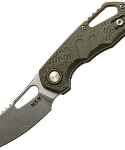 MKM - Maniago Knife Makers Isonzo Stonewash Cleaver Blade, Green FRN Handle, Green Aluminium Spacer