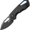 MKM - Maniago Knife Makers Isonzo Black Coated Clip Point Blade, Black FRN Handle, Blue Aluminium Spacer
