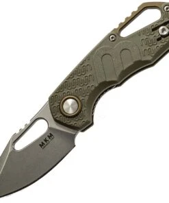 MKM - Maniago Knife Makers Isonzo Stonewashed Clip Point Blade, Green FRN Handle, Green Aluminium Spacer