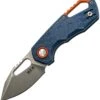 MKM - Maniago Knife Makers Isonzo Stonewashed Clip Point Blade, Blue FRN Handle, Orange Aluminium Spacer