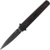 MKM - Maniago Knife Makers, Zieba Flame Flipper, FL02-FCLTD, 2.9" Black Dagger, Red Lava Carbon Fiber Handle