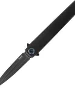 MKM - Maniago Knife Makers Zieba Flame Flipper, FL02-TDSW, 2.9" Black Stonewash Dagger, Black Titanium Handle