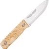 Marttiini Knives Marttiini Tundra Bushcraft 352010, 4.33" Stainlees Steel Plain Blade, Natural Waxed Curly Birch Handle