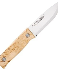 Marttiini Knives Marttiini Tundra Bushcraft 352010, 4.33" Stainlees Steel Plain Blade, Natural Waxed Curly Birch Handle