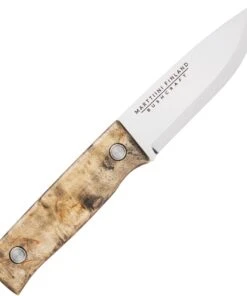 Marttiini Knives Marttiini Tundra Bushcraft 352015, 4.33" Stainlees Steel Plain Blade, Gray Waxed Curly Birch Handle