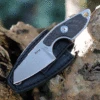 MKM - Maniago Knife Makers Mikro 2 Fixed Blade R02-CF, 2" Bohler M390 Stonewashed Plain Blade, Black Carbon Fiber Handle