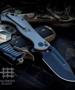 Halfbreed Blades Halfbreed Large Bush Folder - Ranger Green Ti (4.13" S35VN Black) LBF-01OD