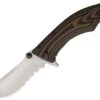 Outdoor Edge CQ-30S Small Conquer Framelock Knife, 3" Drop Point Serrated Blade, Brown Handle
