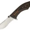 Outdoor Edge CQ-35S Large Conquer Framelock Knife, 3.5" Drop Point Partially Serrated Blade, Black & Brown Handle