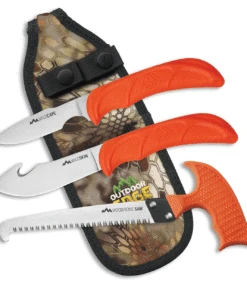 Outdoor Edge WG-10C WildGuide™ Field Dressing Kit, Orange Rubberized TPR Handle, Mossy Oak™ Camo Nylon Belt Sheath