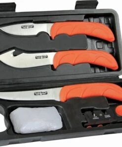 Outdoor Edge WildLite Butcher Kit WL-6, 420J Stainless Steel Full-Tang Blades, Nonslip Rubberized TPR Handle