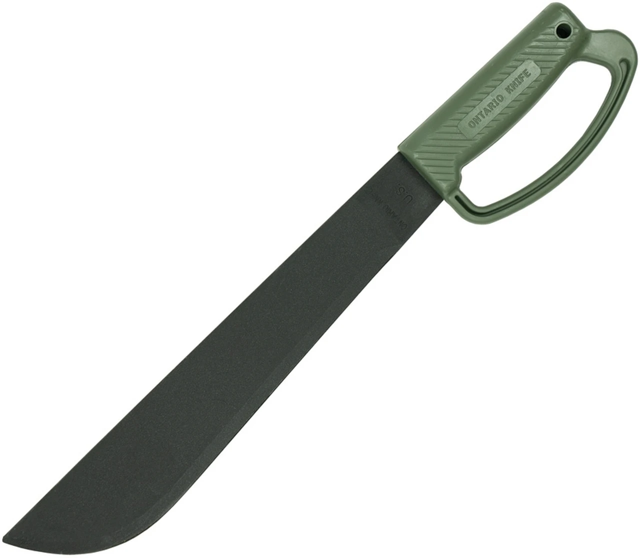 Ontario Knife Co. Camp Plus Machete 8510ODTC, 12.5" 1075 High Carbon Black Machete, OD Green Molded Plastic "D-Guard" Handle 1 Ontario Knife Co. Camp Plus Machete 8510ODTC, 12.5" 1075 High Carbon Black Machete, OD Green Molded Plastic "D-Guard" Handle