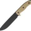 Ontario Knife Co. Rat-7 Survival Fixed Blade Knife 8668, 7" Black 1095 High Carbon Drop Point Blade, Tan Micarta Handle w/Black Nylon Sheath